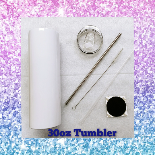 30oz. Straight Sublimation Tumbler w/ Reusable Straw (Non-Tapered)