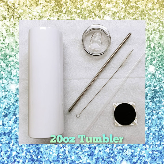 20oz. Straight Sublimation Tumbler w/ Reusable Straws