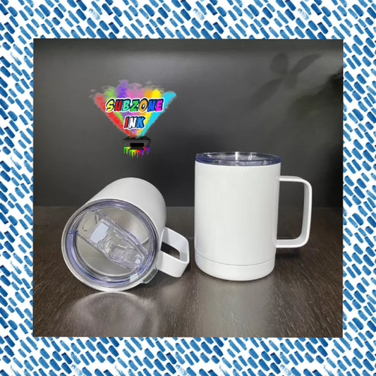 12oz Sublimation Coffee Tumbler/Camp Mug with Handle and Straw