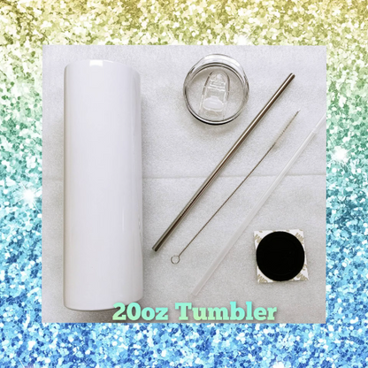 20oz. Straight Sublimation Tumbler w/ Reusable Straws
